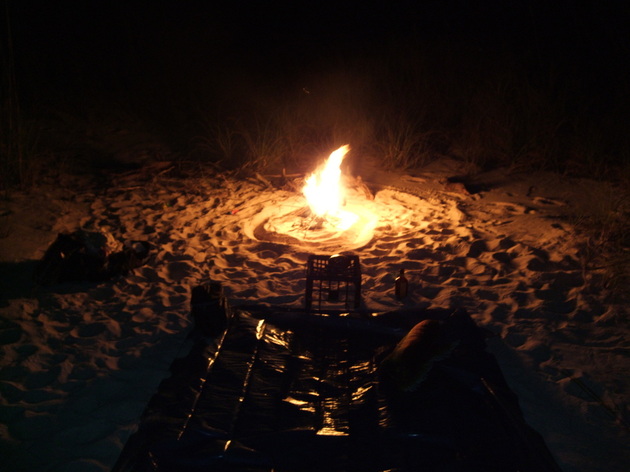 Starting an illegal fire on the beach near Governor's Harbour Bahamas, whoops!